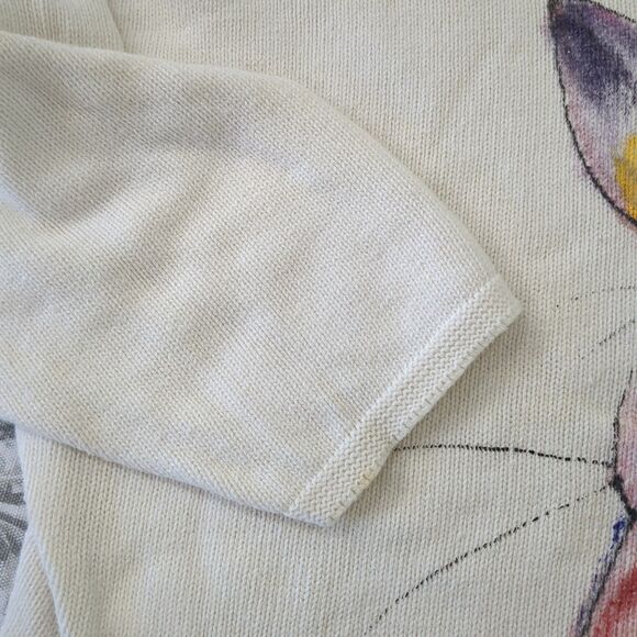 Vtg Diane Wat Design Handpainted Sweater Bunny Rabbit Shirt Size Small Med - Picture 11 of 16